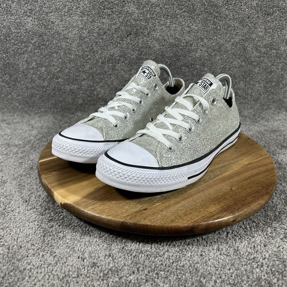 Converse Chuck Taylor All Star Women’s Size 10 Silver Glitter Casual Shoes Used - Picture 5 of 13